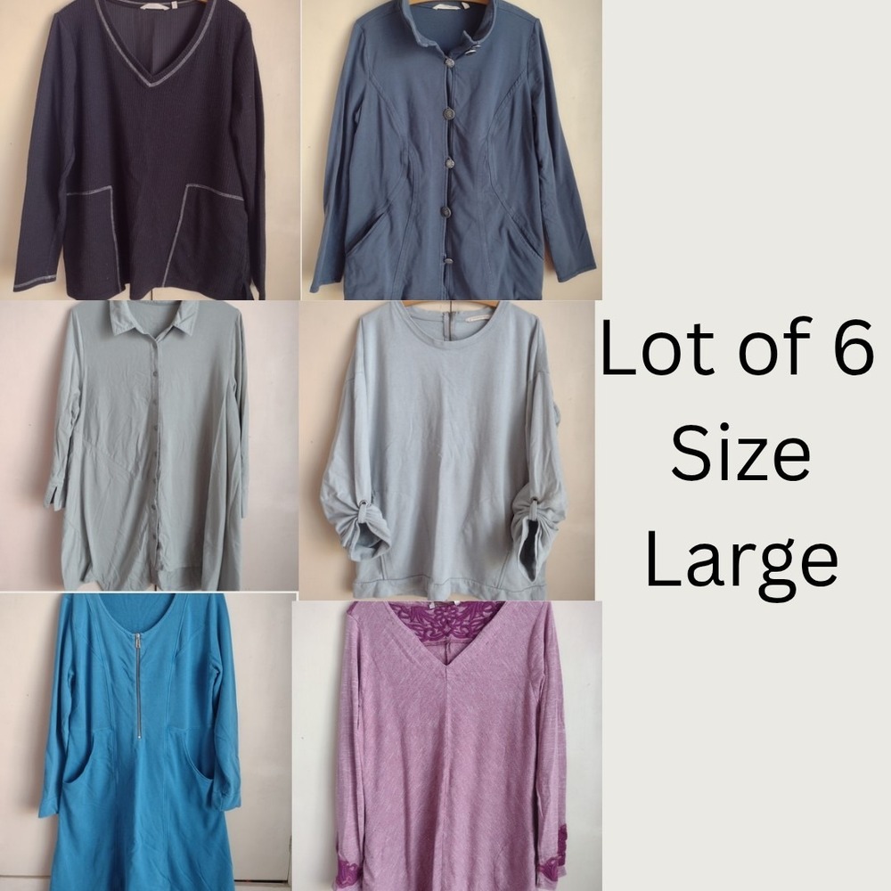 Lot Of 6 Soft Surroundings Sz L Tunic Sweatshirt Jacket Winter Capsule Wardrobe
